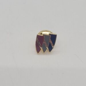 Vintage Buick Tri-Shield Logo Lapel Pin Gold Tone Enamel Red Grey Blue Car Badge